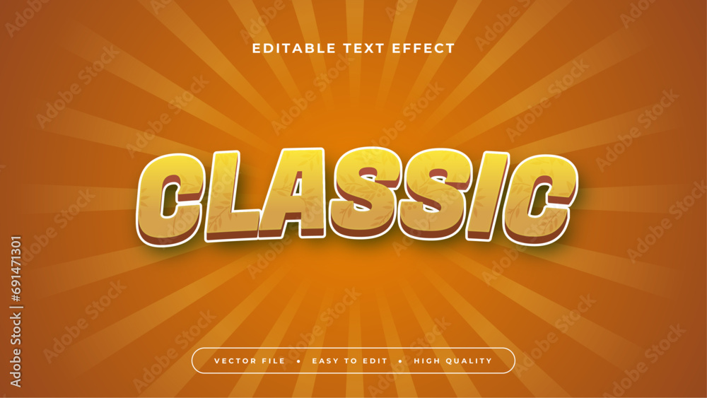 Poster brown and gold classic 3d editable text effect - font style