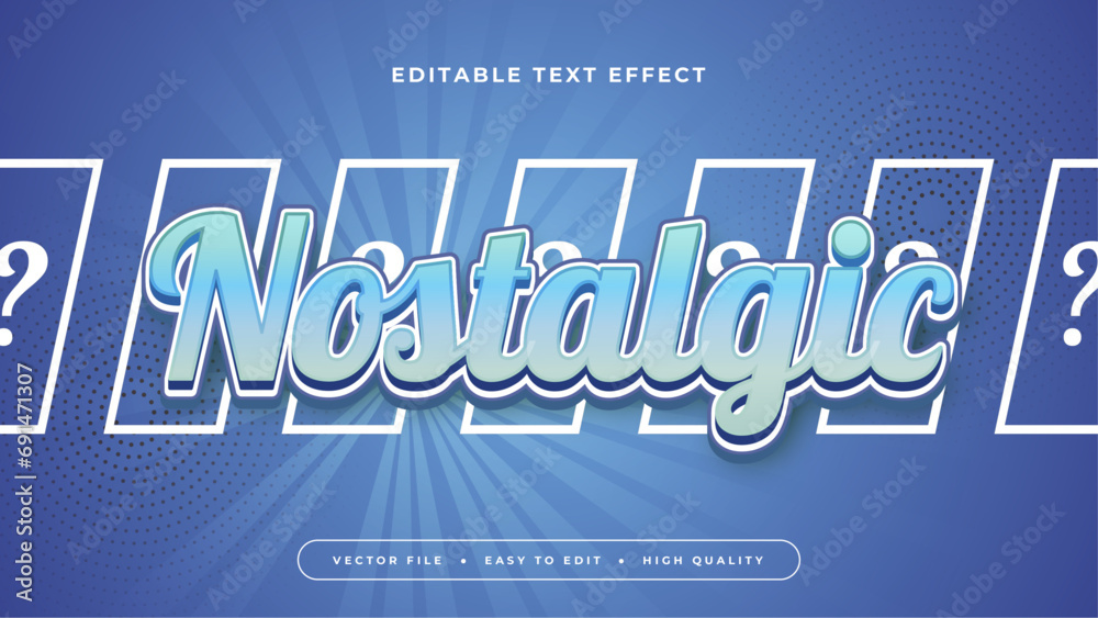 Poster Blue nostalgic 3d editable text effect - font style