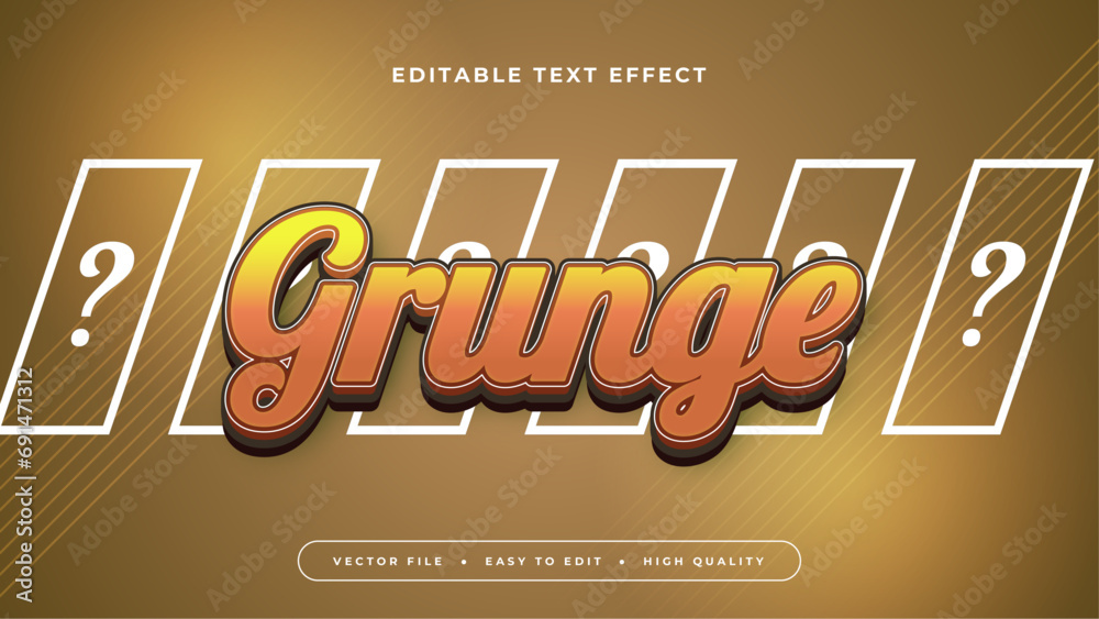 Poster brown yellow and orange gray grunge 3d editable text effect - font style