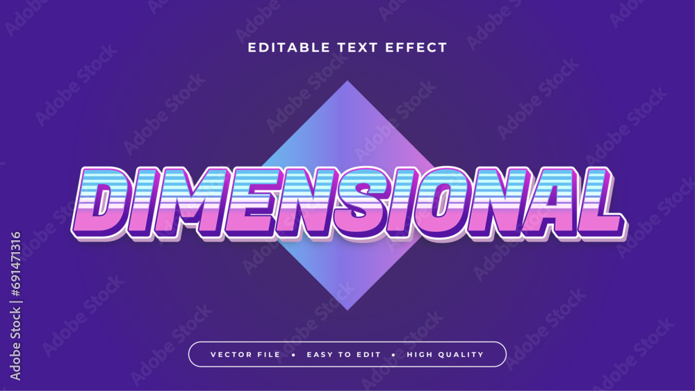 Poster Blue white and purple violet dimensional 3d editable text effect - font style