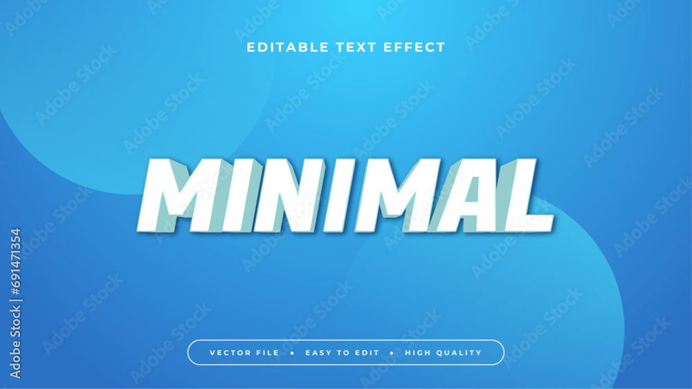 Poster White and blue minimal 3d editable text effect - font style