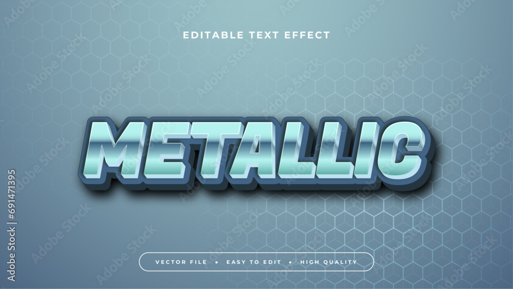 Poster blue and black metallic 3d editable text effect - font style