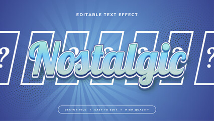 Blue nostalgic 3d editable text effect - font style