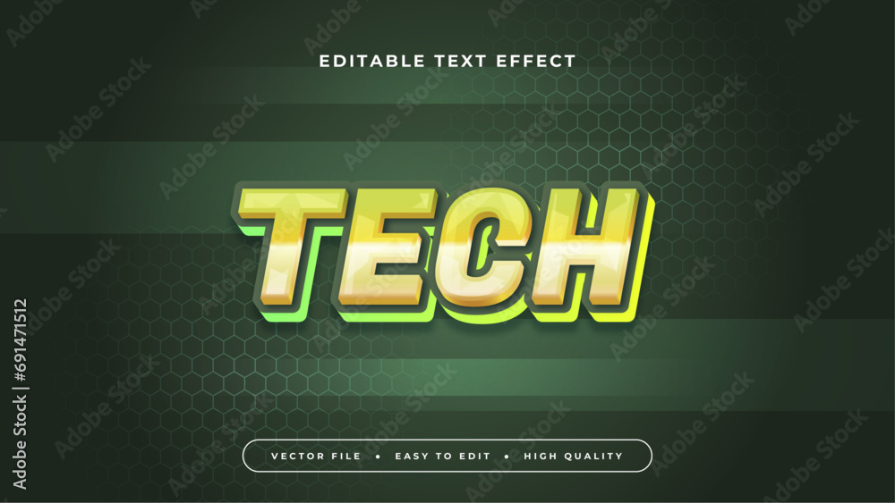 Poster Green and yellow tech 3d editable text effect - font style
