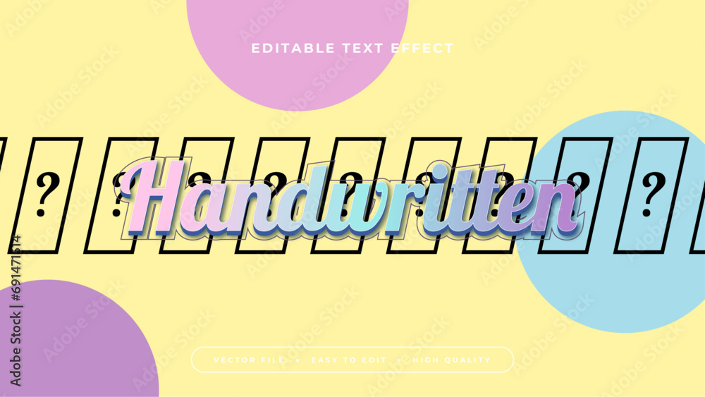 Poster Colorful colourful handwritten 3d editable text effect - font style