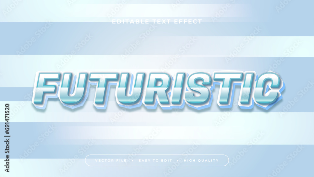 Poster Blue and white futuristic 3d editable text effect - font style