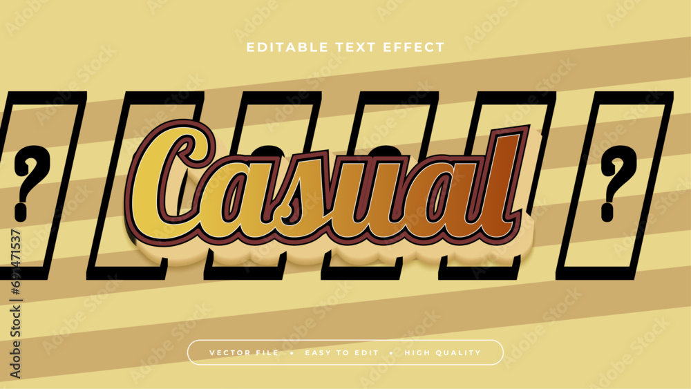 Poster Yellow and brown casual 3d editable text effect - font style