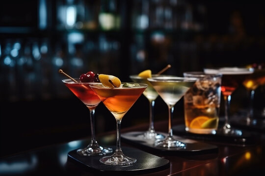 Cold Brew Martini Cocktails at the bar close up