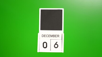 Calendar with the date December 6 on a green background. Illustration for an event of a certain date.