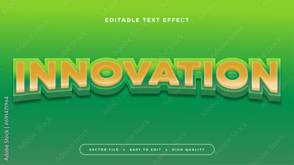 Poster Green and yellow innovation 3d editable text effect - font style. Text effect for technology, security, health, climate, and innovation