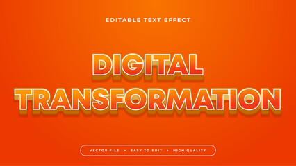 Obraz premium Red and orange digital transformation 3d editable text effect - font style. Text effect for technology, security, health, climate, and innovation
