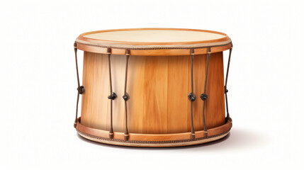 Fototapeta na wymiar Wooden drum with stick isolated on white background