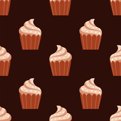 seamless pattern with cupcakes