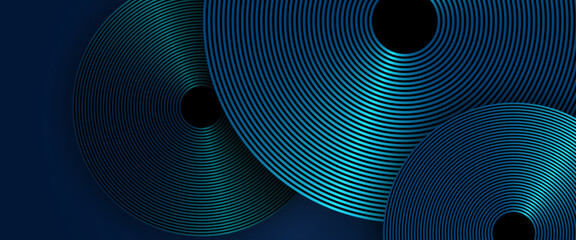 Blue and green futuristic modern vector abstract dynamic banner with neon glowing bright shape lines. Modern futuristic graphic design. Suit for cover, header, business, presentation