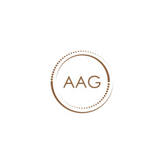 AAG creative initial letter flat monogram logo design with White background.Vector logo modern alphabet golden color font style