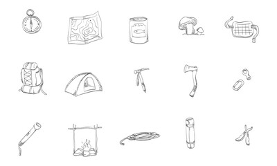traveling equipment handdrawn collection