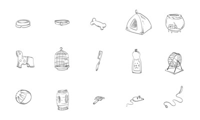 pet accessories handdrawn collection