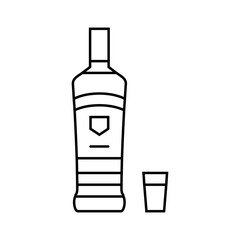 vodka drink bottle line icon vector. vodka drink bottle sign. isolated contour symbol black illustration - obrazy, fototapety, plakaty