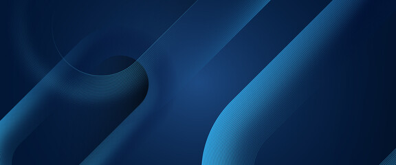 Blue futuristic modern abstract dynamic banner with shiny geometric lines. Dynamic wave. Futuristic technology concept. Suit for banner, brochure, cover - obrazy, fototapety, plakaty