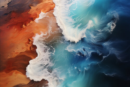 ocean arial view, drone view, wallpaper, vivid colors, ai generative