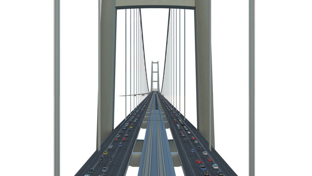 Representation of the Messina bridge, Italy, BIM, Project, 3d rendering, 3d illustration