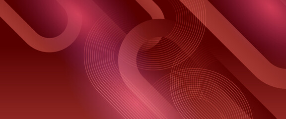 Red abstract technology futuristic luxury lines shapes overlapping on dark banner vector illustration. Futuristic technology concept. Suit for poster, banner, brochure, corporate, website