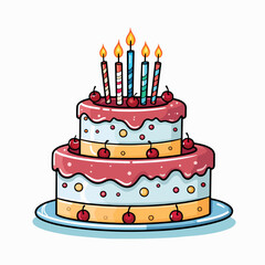 happy birthday cake a simple cartoon illustration