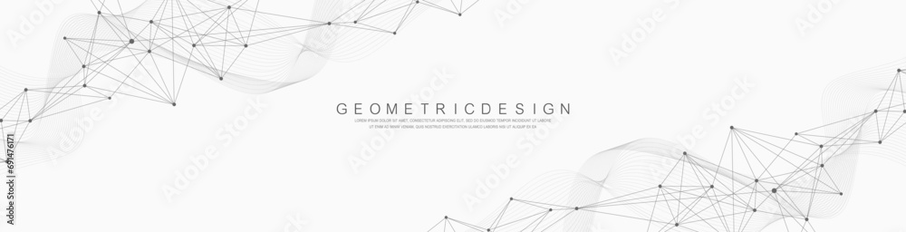 Aufkleber Global network connection banner design template. Header social network communication in the global business concept. Big data visualization. Internet technology