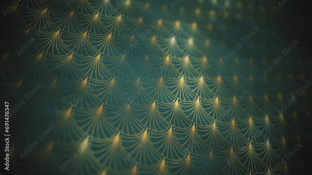 Poster design gold art deco 3d background animation/ 4k animation of an abstract art deco design with ornam