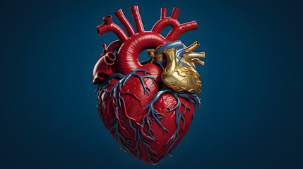 Naklejka premium Human heart model isolated on white background