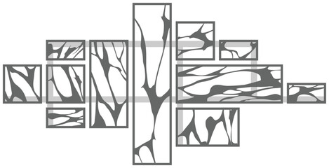 A set of wall frames, paintings in the interior. Abstract decorative picture in loft style. Marble lines in isolated on white background. Vector background