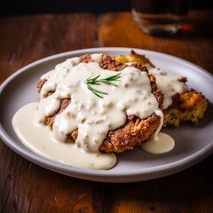 Chicken Fried Steak: Seasoned Flour-Coated Beef with Country Gravy
