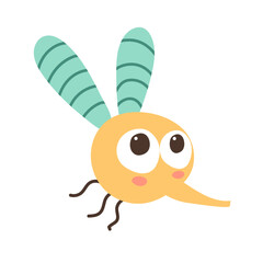 Cute cartoon fly on a white background. Cute  character for childish design. Flat vector illustration.