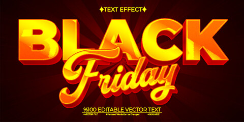Red and Yellow Black Friday Editable Vector 3D Text Effect