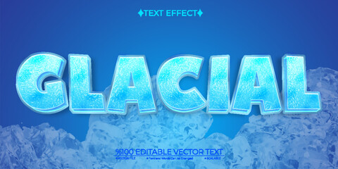 Blue Liquid Glacial Editable Vector 3D Text Effect