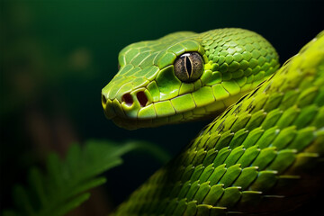 Fototapeta premium Green snake close up