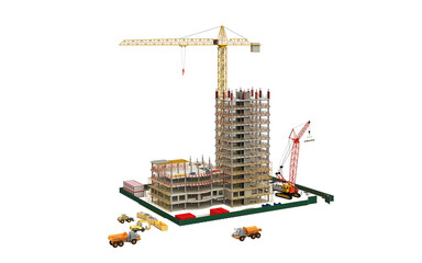 Building Contruction Site, BIM Project, 3d rendering, 3d illustration - 691481793