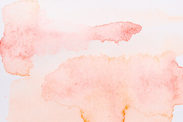 Abstract background, watercolor paint stains on white paper, brown ink