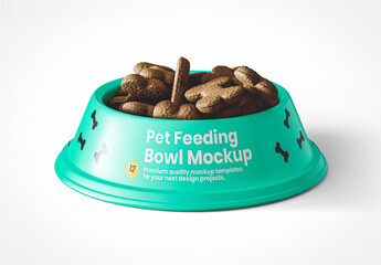 Filled Pet Feeding Bowl Mockup