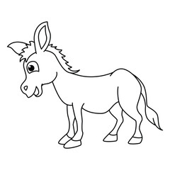 Funny donkey cartoon for coloring book