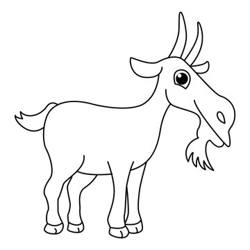 recommend clip art: Funny goat cartoon for coloring book.