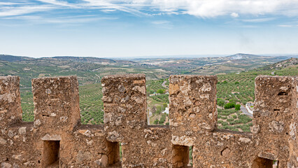 Landscape of olive trees from the tower of Zuheros Cordoba, Spain