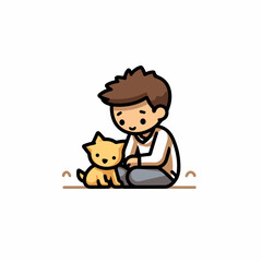 playing pet flat vector illustration. playing pet hand drawing isolated vector illustration