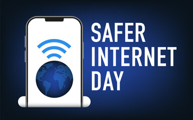 Safer Internet Day. Holiday concept. Template for background, banner, card, poster with text inscription. Cyber security concept vector template for banner. Vector illustration