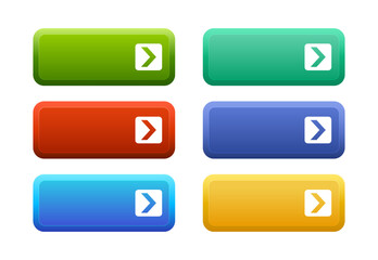 Set of colored gradient web buttons on white background. Web elements. Click here button. Button for UI UX, website, mobile application. Vector illustration