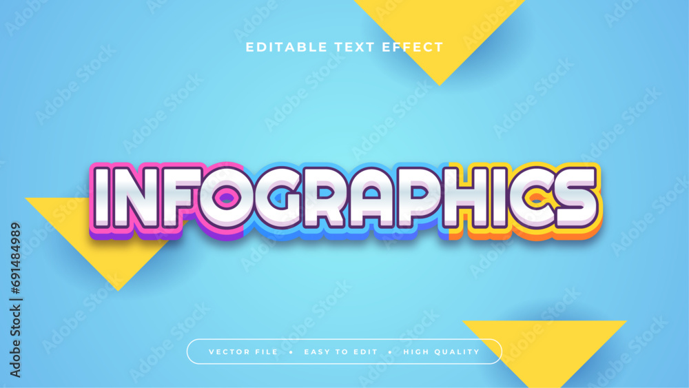 Poster colorful colourful infographics 3d editable text effect - font style