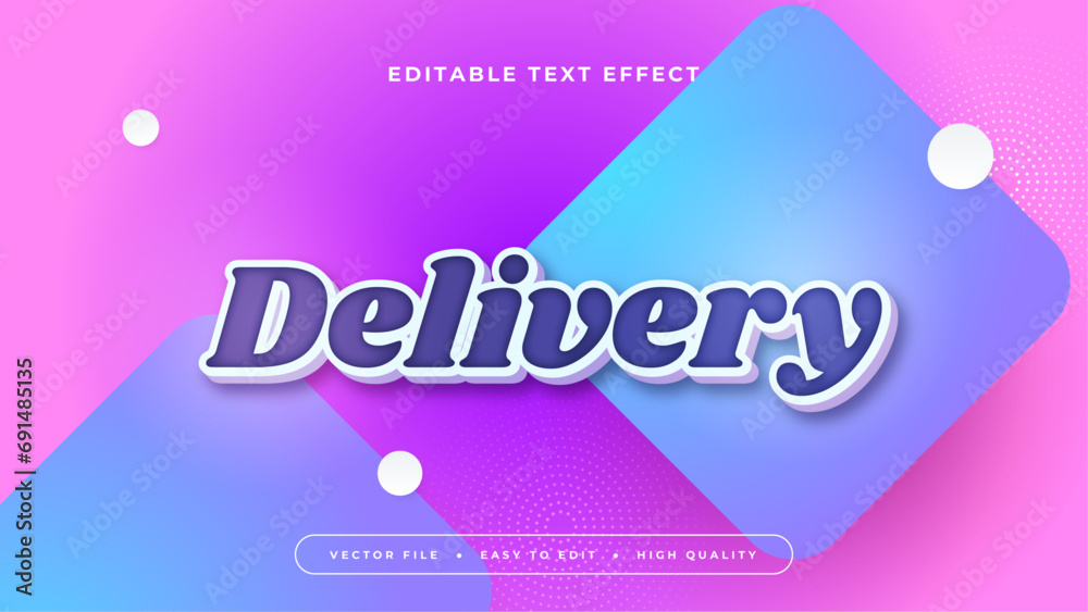 Poster blue white and purple violet delivery 3d editable text effect - font style