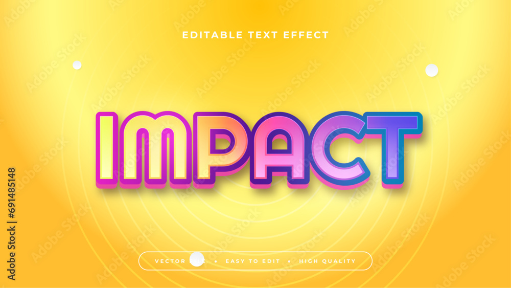 Poster yellow and purple violet impact 3d editable text effect - font style