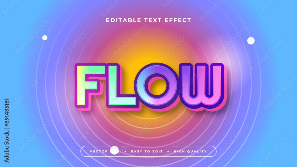 Poster Colorful colourful flow 3d editable text effect - font style
