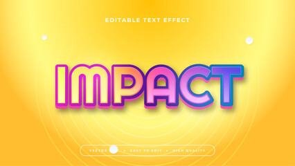 Yellow and purple violet impact 3d editable text effect - font style